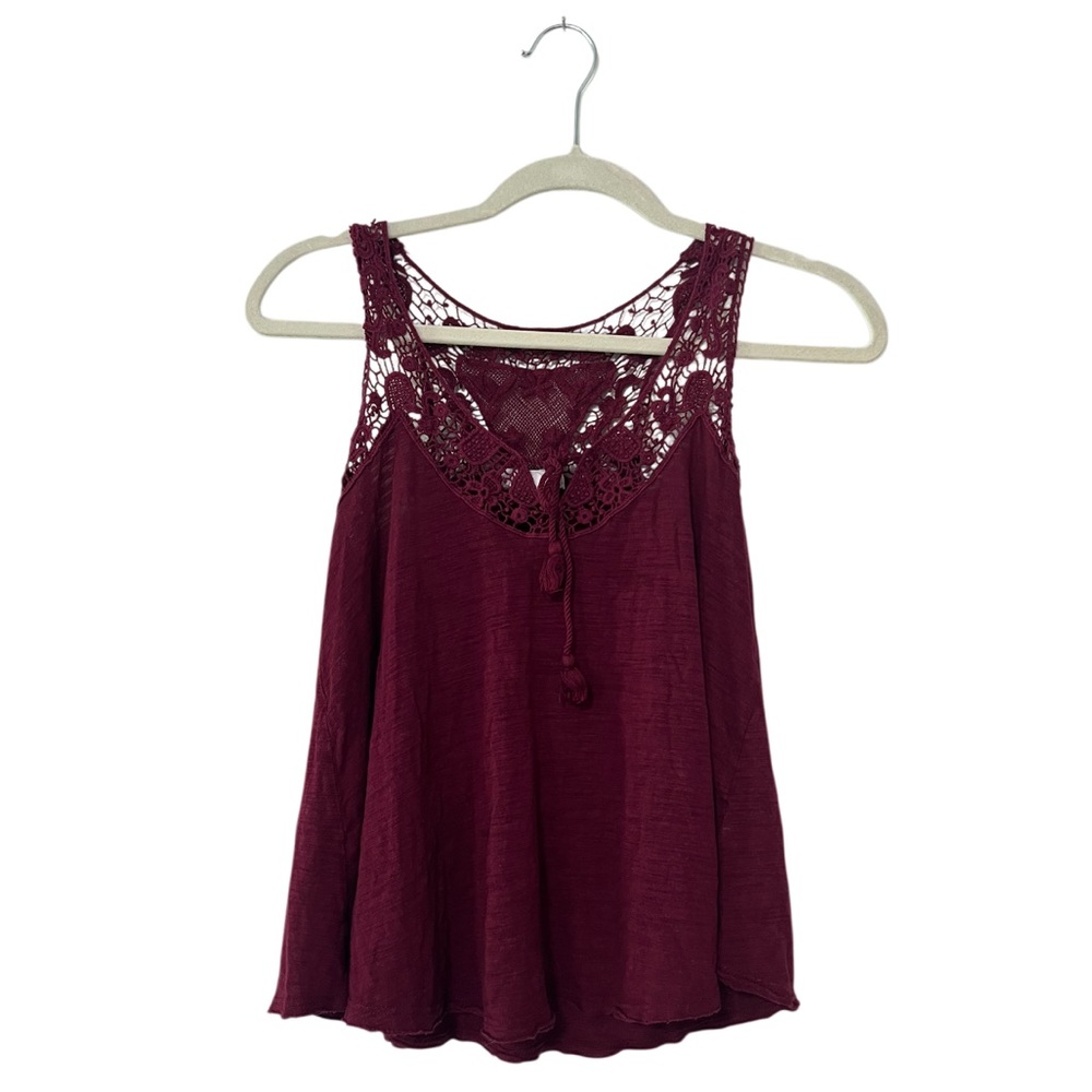 Aeropostale Y2K Burgundy Lace Trim Tank Top